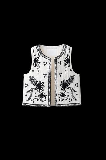 EMBROIDERED WAISTCOAT - White by Zara - Image 0