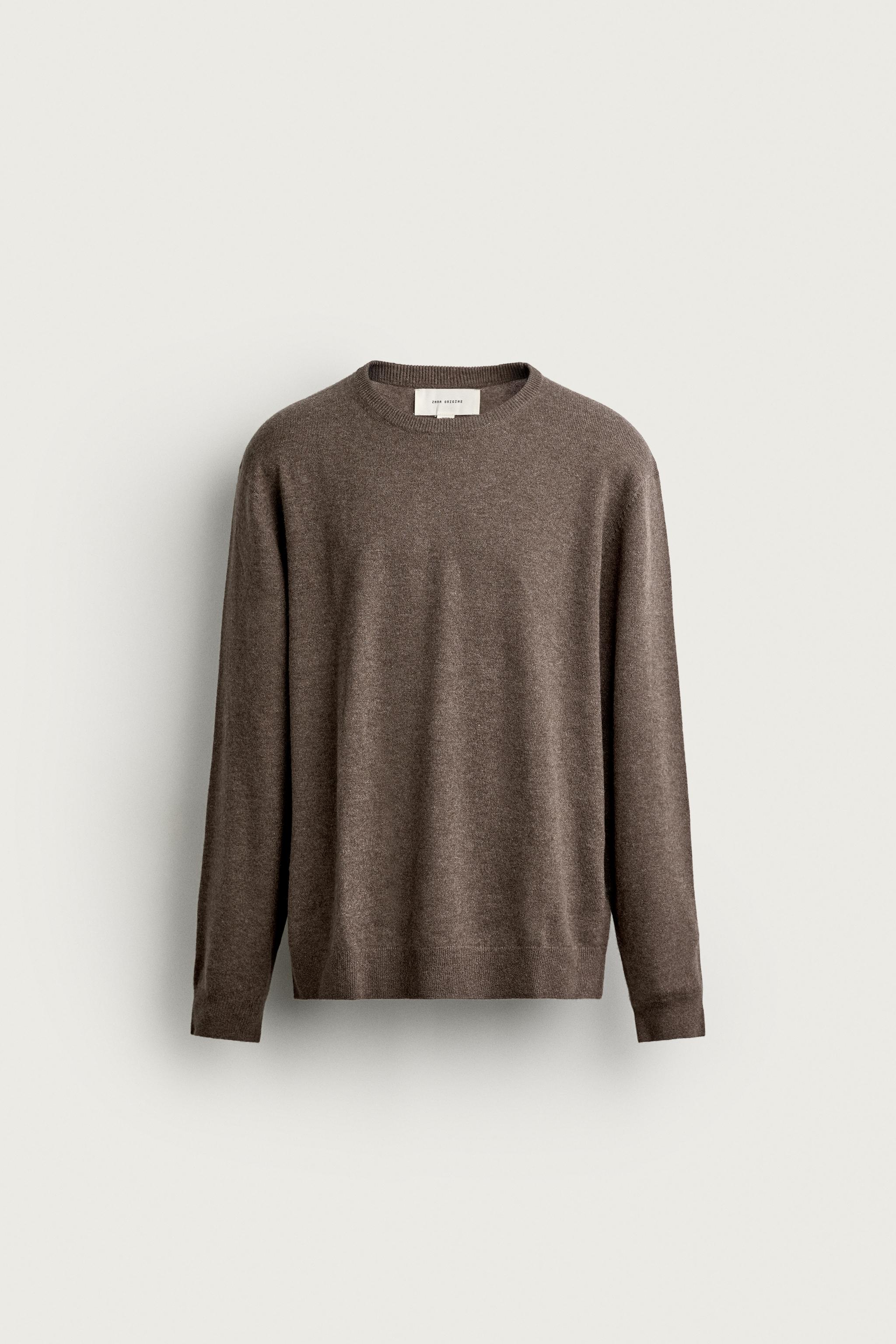 100% CASHMERE REGULAR FIT SWEATER — brown vigore