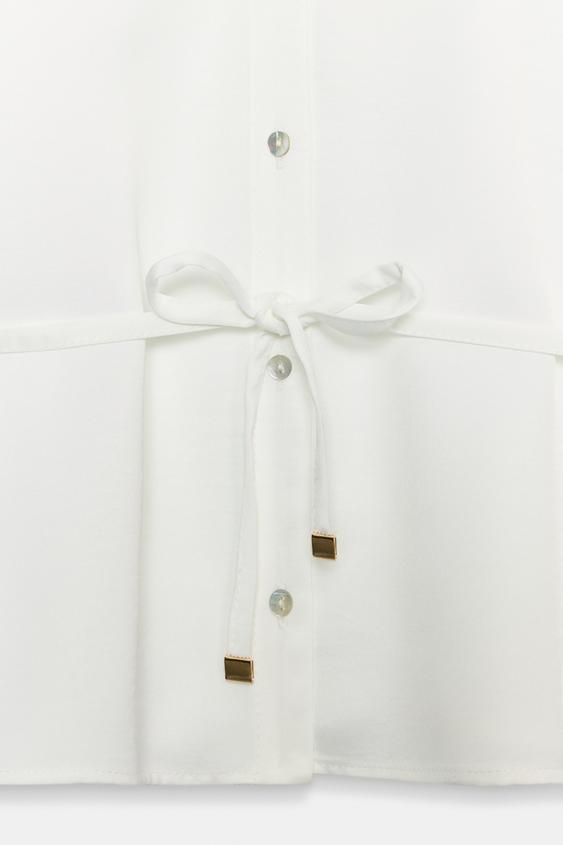 ベルトサテンシャツ - ホワイト | ZARA Japan / 日本