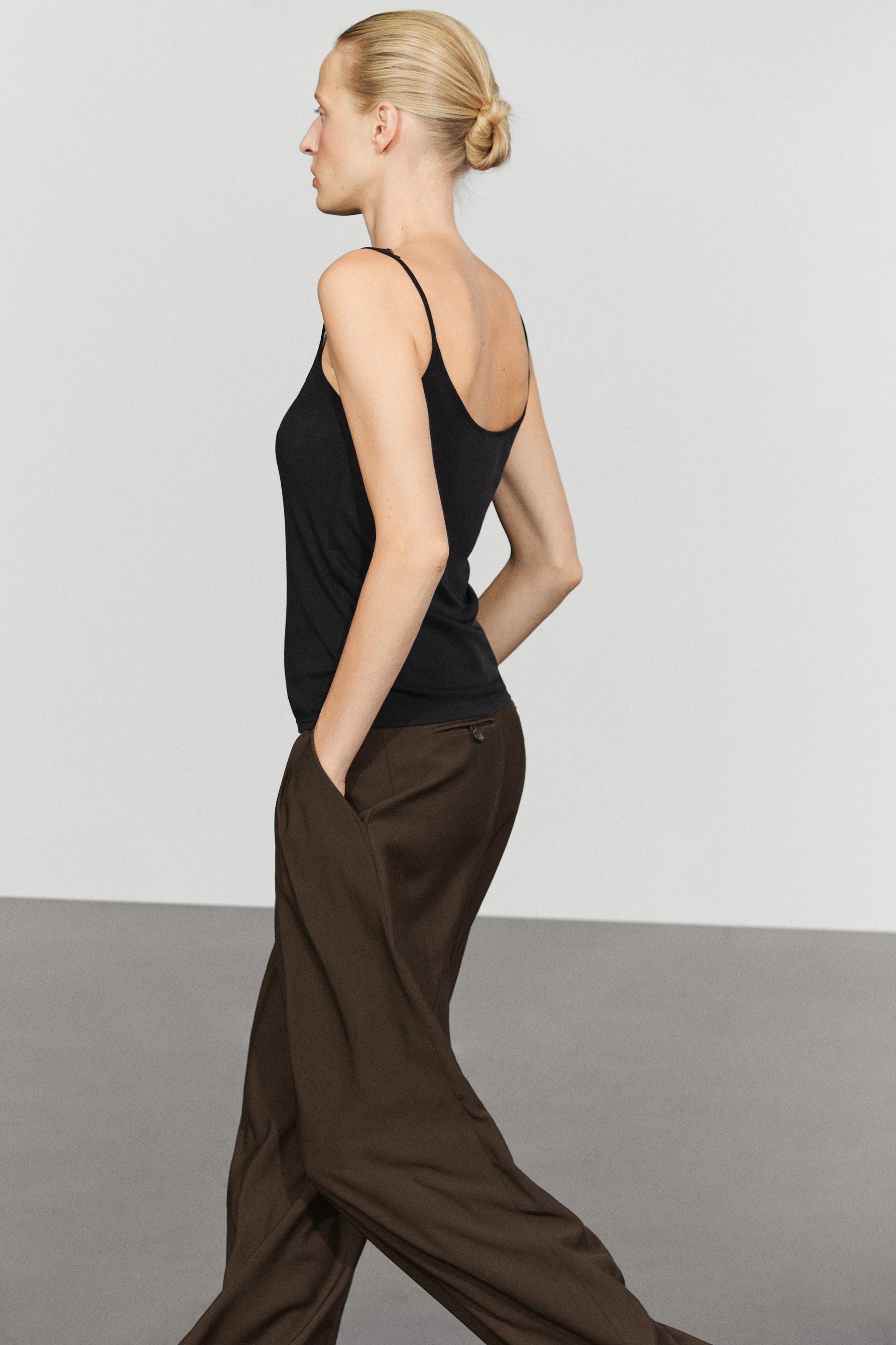 Strappy lace-trimmed camisole top