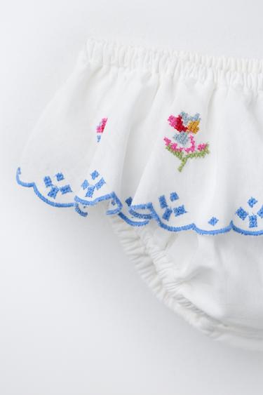 AGES 4-10 EMBROIDERED BIKINI - Ecru by Zara
