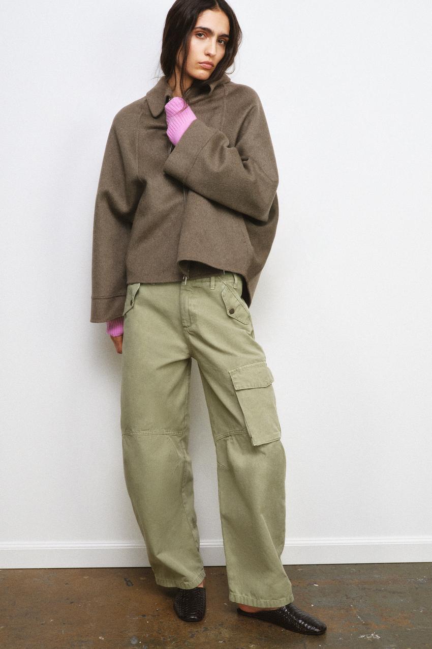 WOOL BLEND ZIPPER JACKET ZW COLLECTION - Brown / Taupe | ZARA 