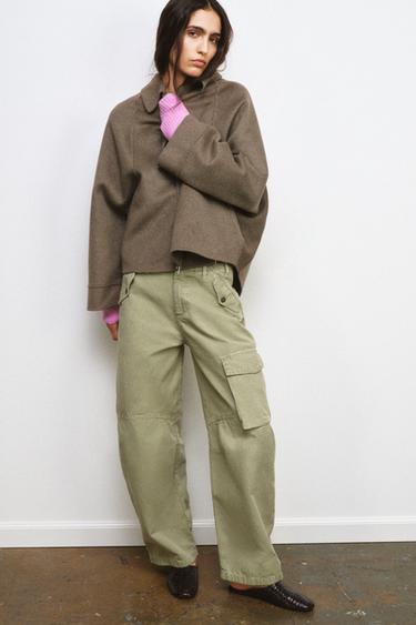 Zara 羊毛拉鍊開襟衫 ZW COLLECTION - 棕色 / 暗灰褐色 - 圖片 0