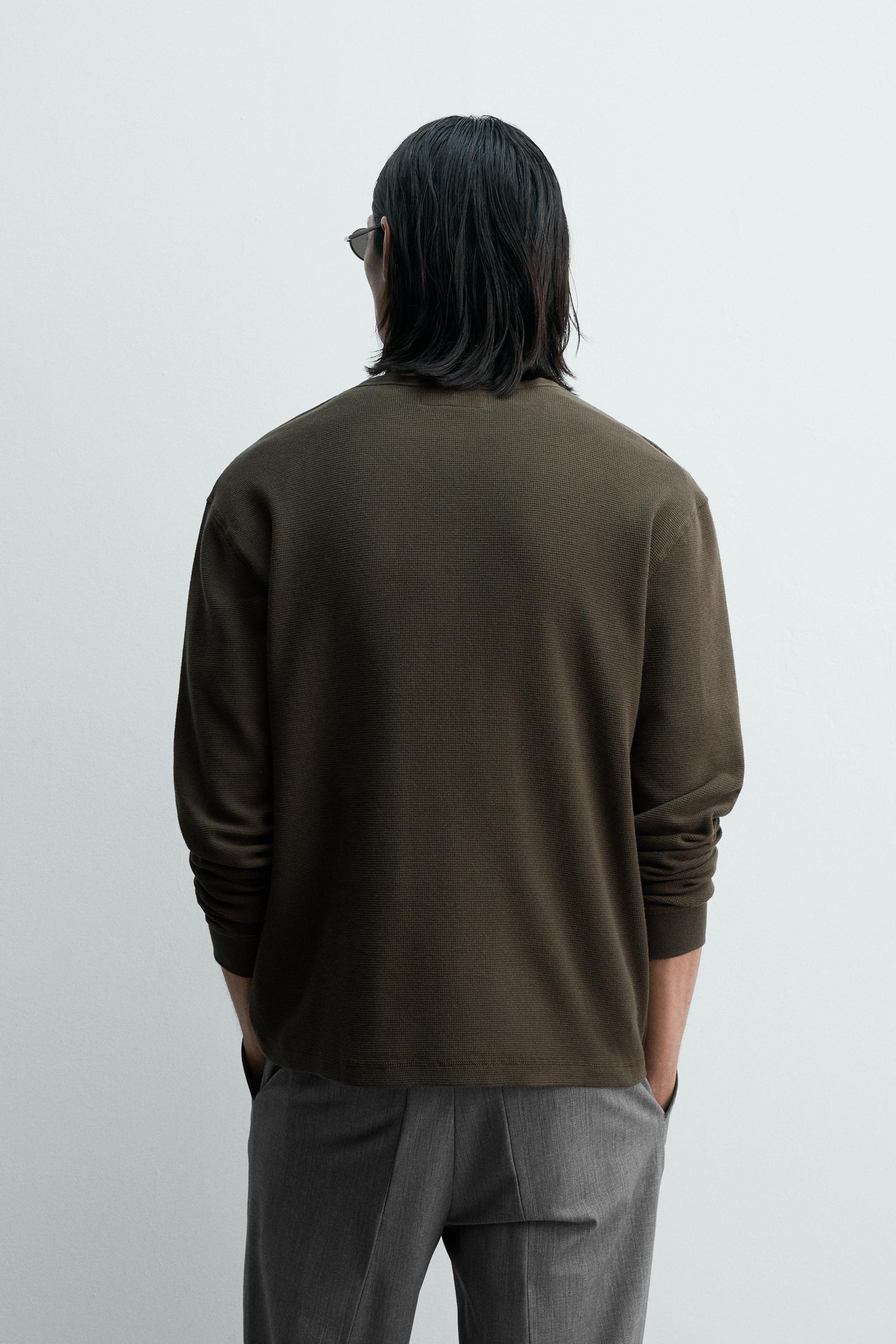 WAFFLE KNIT HENLEY SHIRT