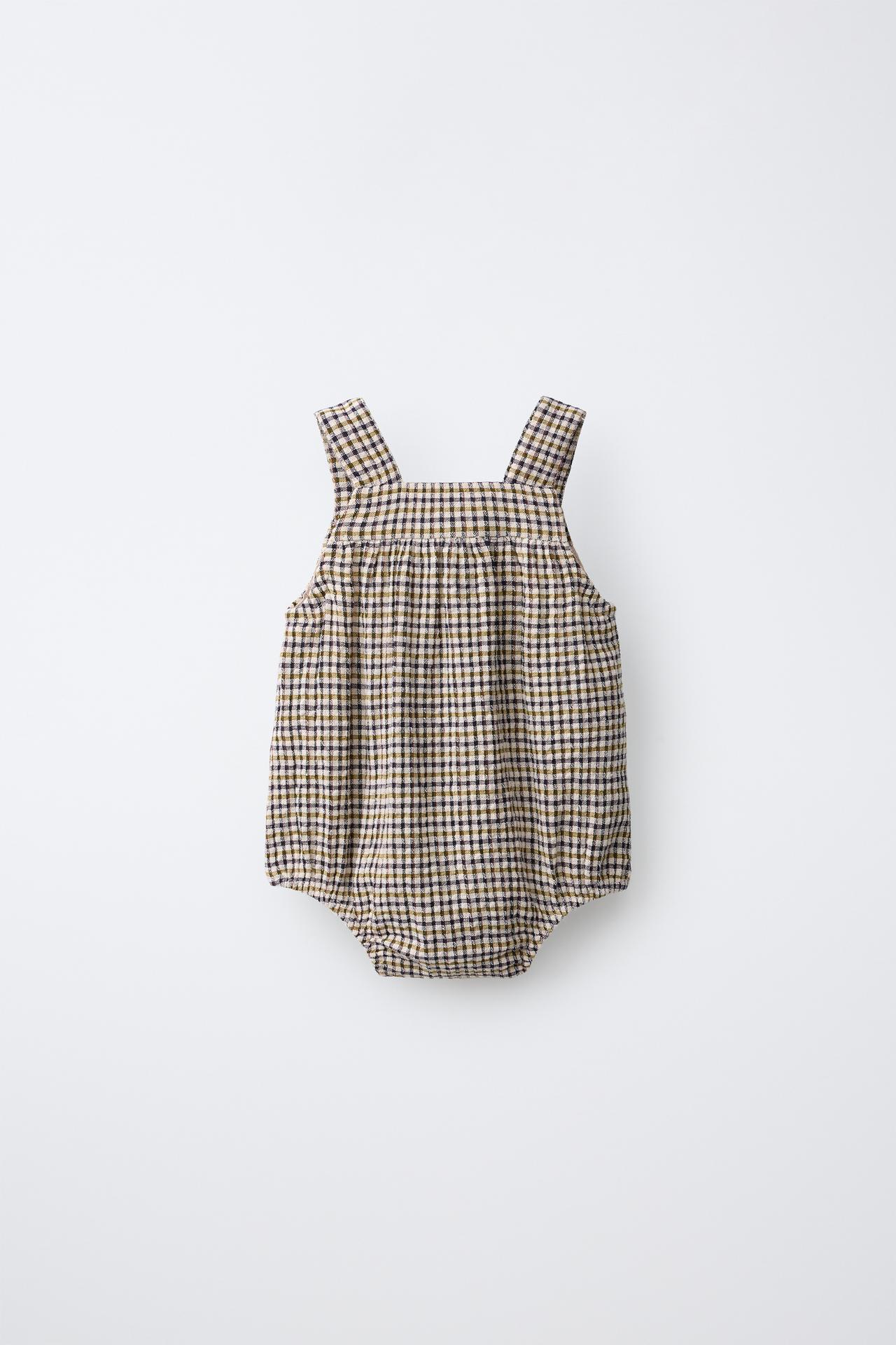 CHECKED TEXTURE ROMPER — Oil