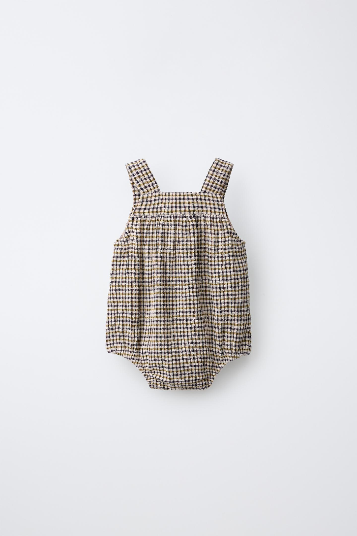 Детский комбинезон Zara Checked Texture Romper, цвет: Oil — фото 2