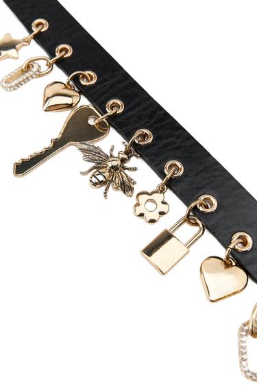 Zara LEATHER CHARM BELT - Black