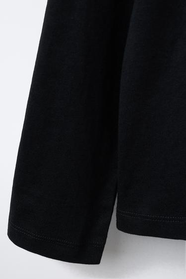Zara PLAIN LONG SLEEVE T-SHIRT - Black