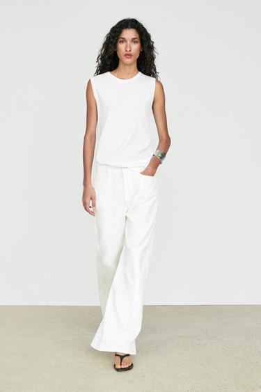Zara 100% cotton sleeveless top - White - Image 0