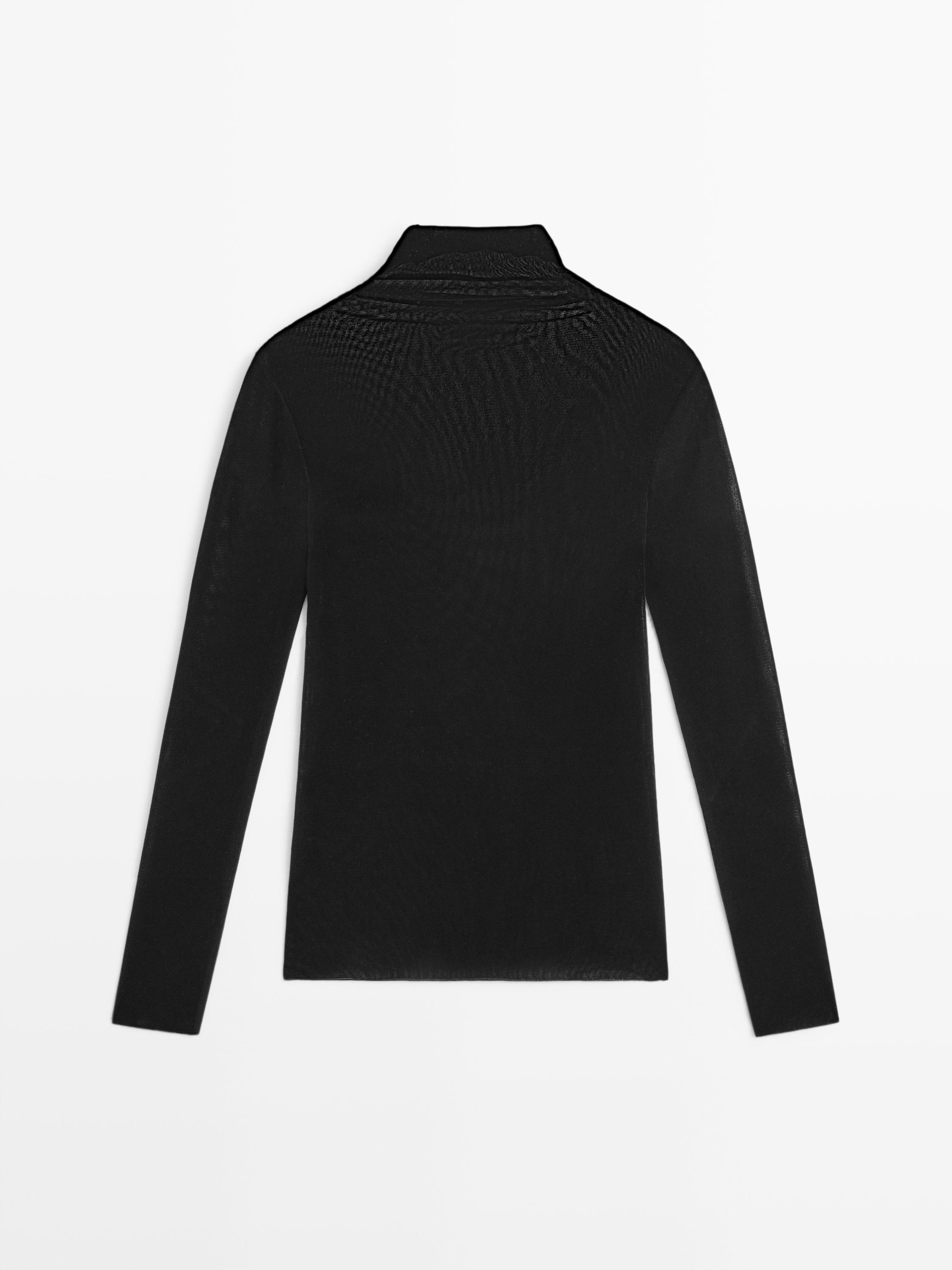 Semi-sheer long sleeve T-shirt