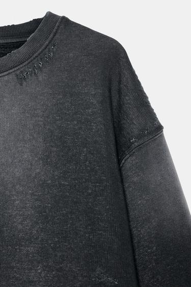 SWEAT EFFET DÉLAVÉ DÉCHIRURES - Noir de Zara - Image 6