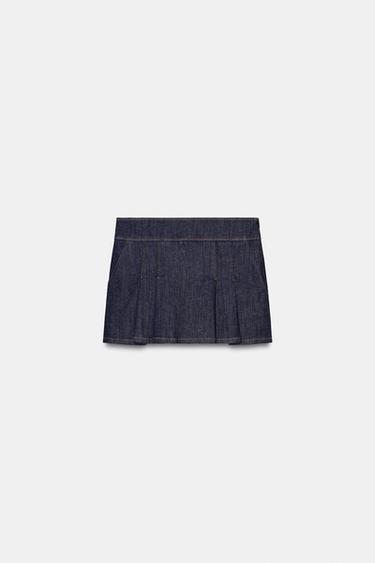 PLEATED DENIM SKIRT - Indigo by Zara - Image 0