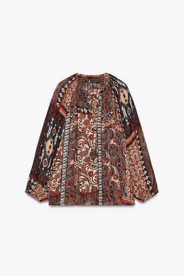 METALLIC THREAD PRINTED BLOUSE - Multicoloured by Zara - Image 2