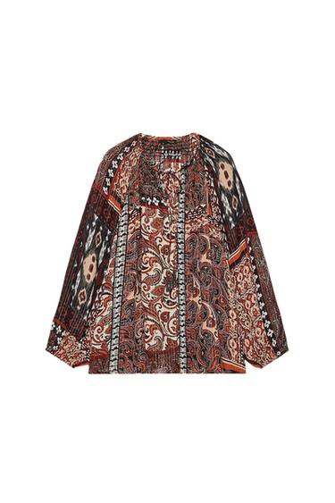 METALLIC THREAD PRINTED BLOUSE - Multicoloured by Zara - Image 0
