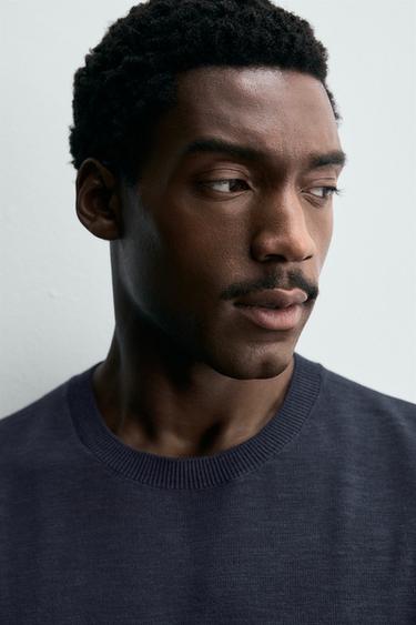 REGULAR FIT KNIT T-SHIRT - Navy blue by Zara - Image 4