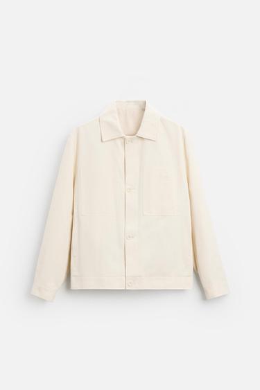 TEXTURED OVERSHIRT WITH POCKETS - Ecru by Zara