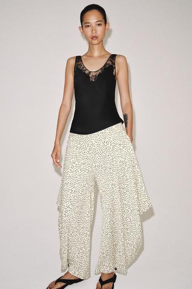 PANTALON IMPRIMÉ DRAPÉ ZW COLLECTION - Écru / Noir de Zara - Image 3