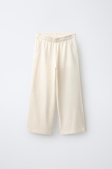 CALÇA PERNA LARGA HEAVY JERSEY - Cru da Zara - Imagem 0