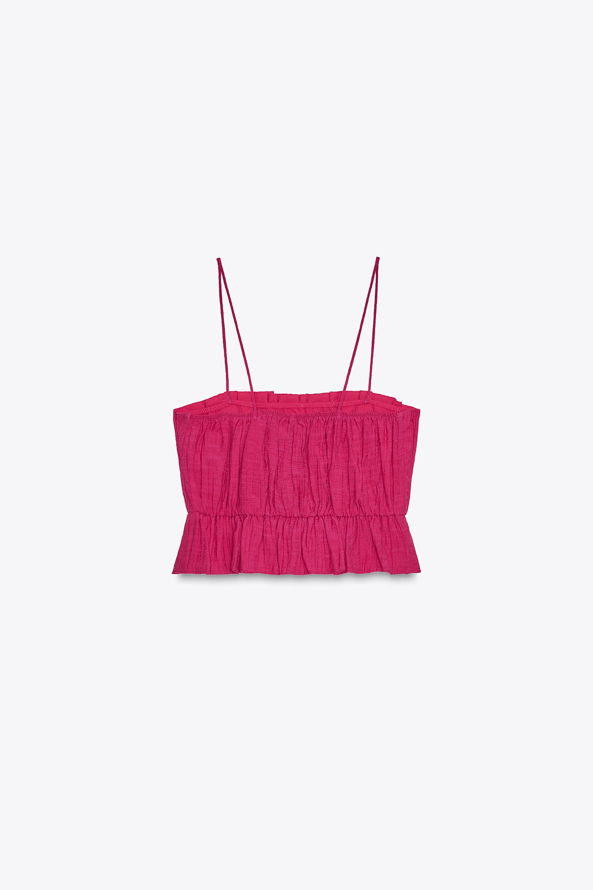 PRINTED ELASTIC CROP TOP - Fuchsia | ZARA United States