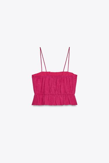 TOP COURT IMPRIMÉ GOMMÉ - Fuchsia de Zara - Image 5