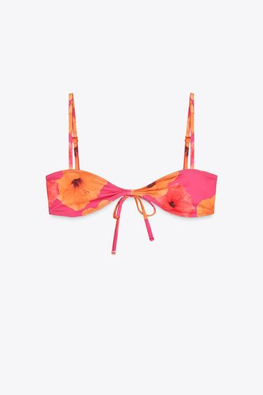 PRINTED BIKINI TOP - Pink by Zara - Image 3