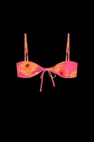 PRINTED BIKINI TOP - Pink by Zara - Image 0