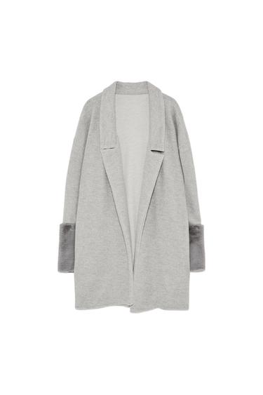 COAT WITH FAUX FUR CUFFS