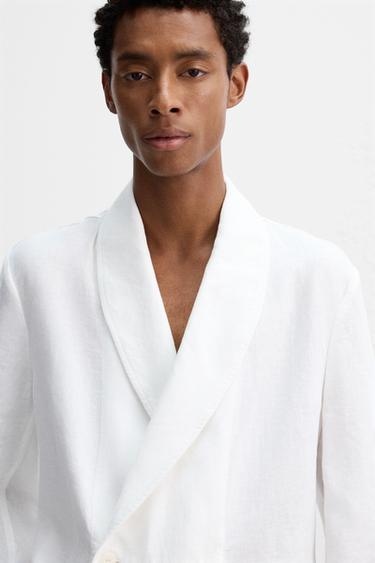BLAZER COUPE DÉCONTRACTÉE LIN - Blanc de Zara - Image 5