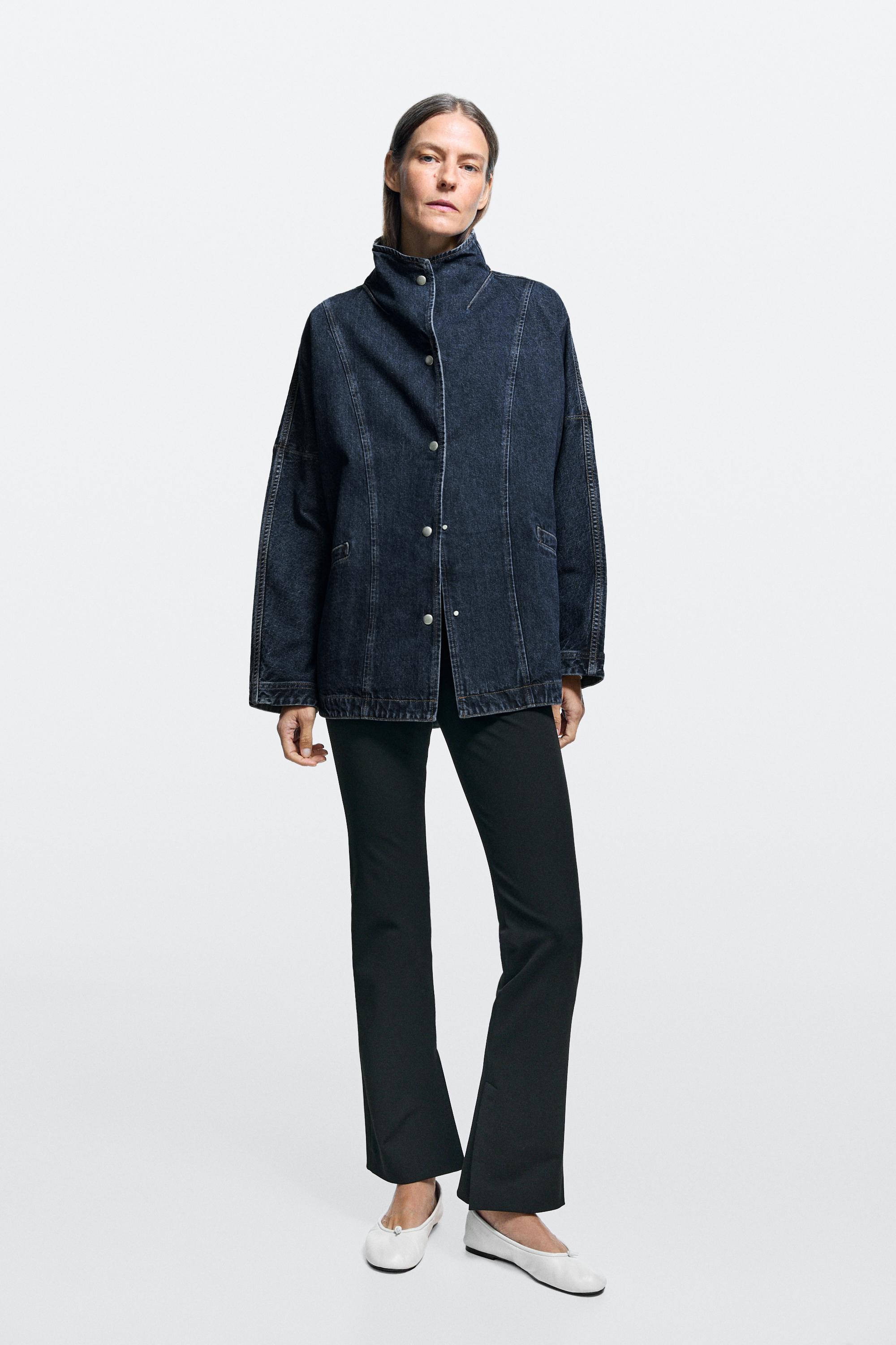 100% cotton high neck denim jacket | ZARA United States