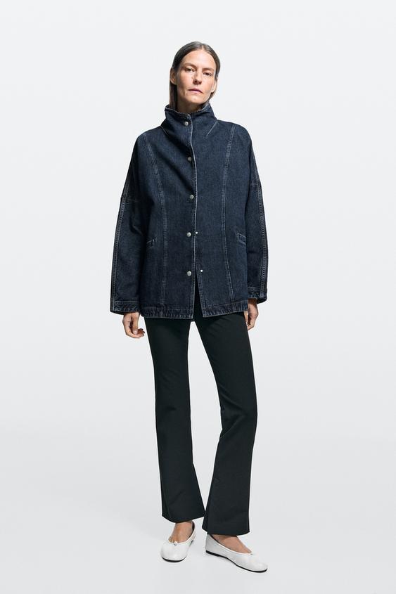 Zara 100% cotton high neck denim jacket -  - Image 0