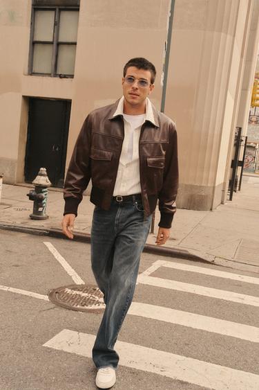 BLOUSON EN CUIR ÉDITION LIMITÉE - Marron de Zara