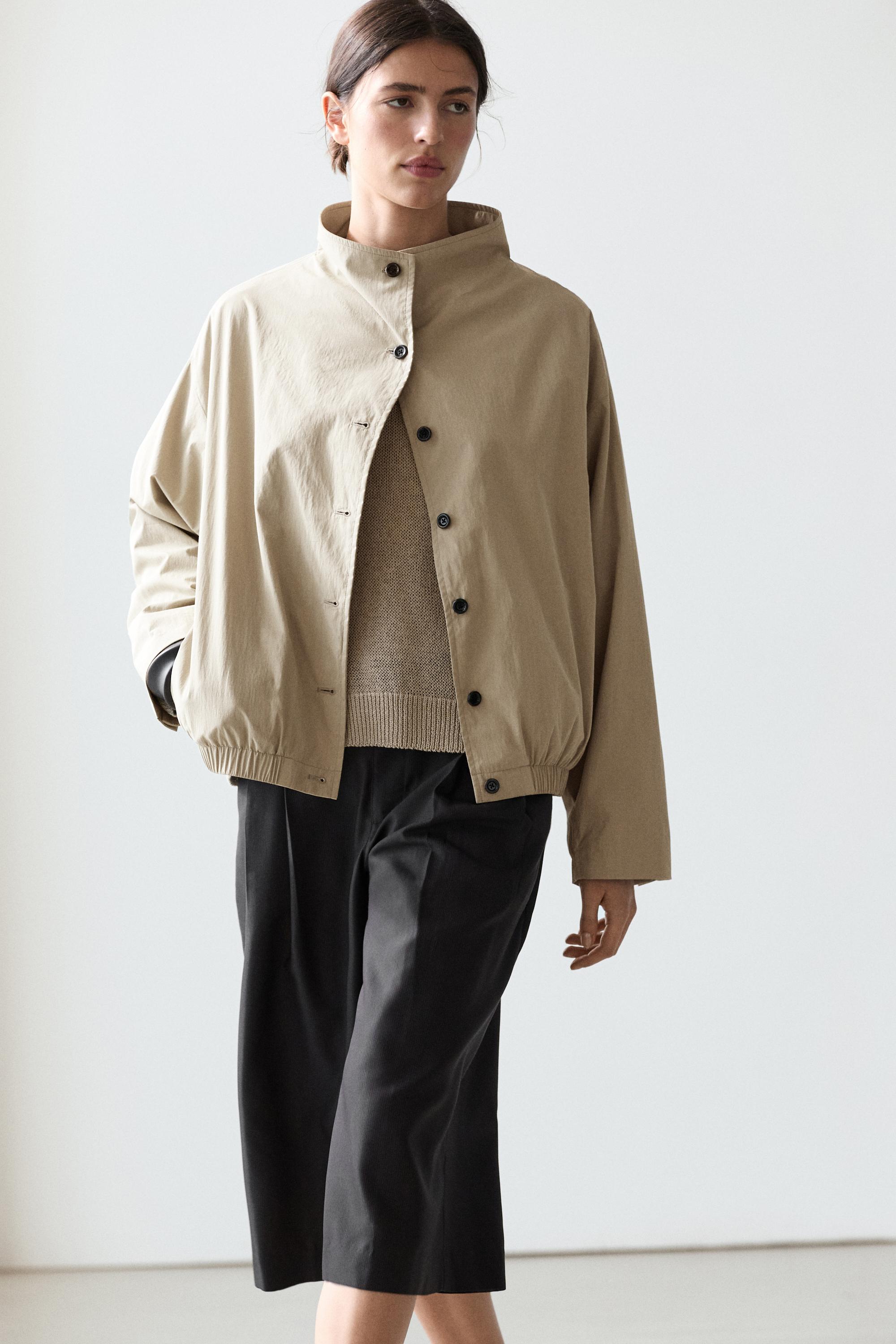Bomber jacket with funnel neck