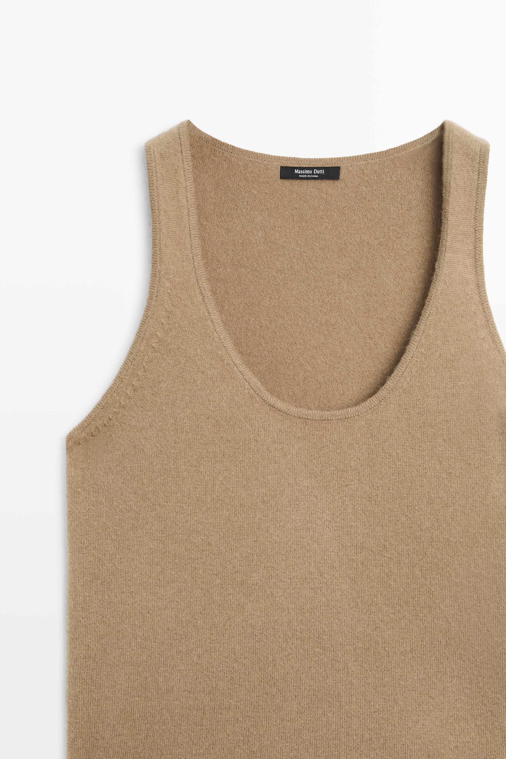 Wool blend knit round neck top