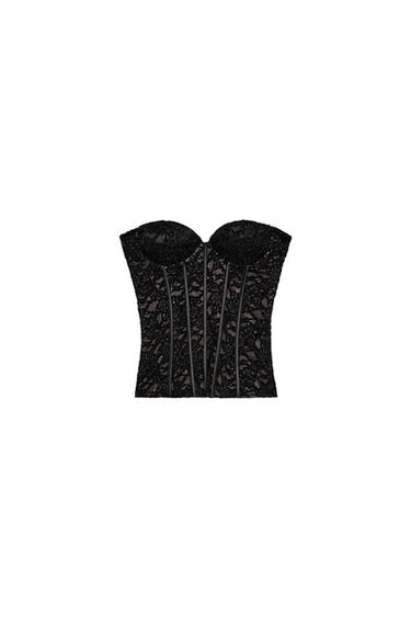 Zara LACE CORSET - Black