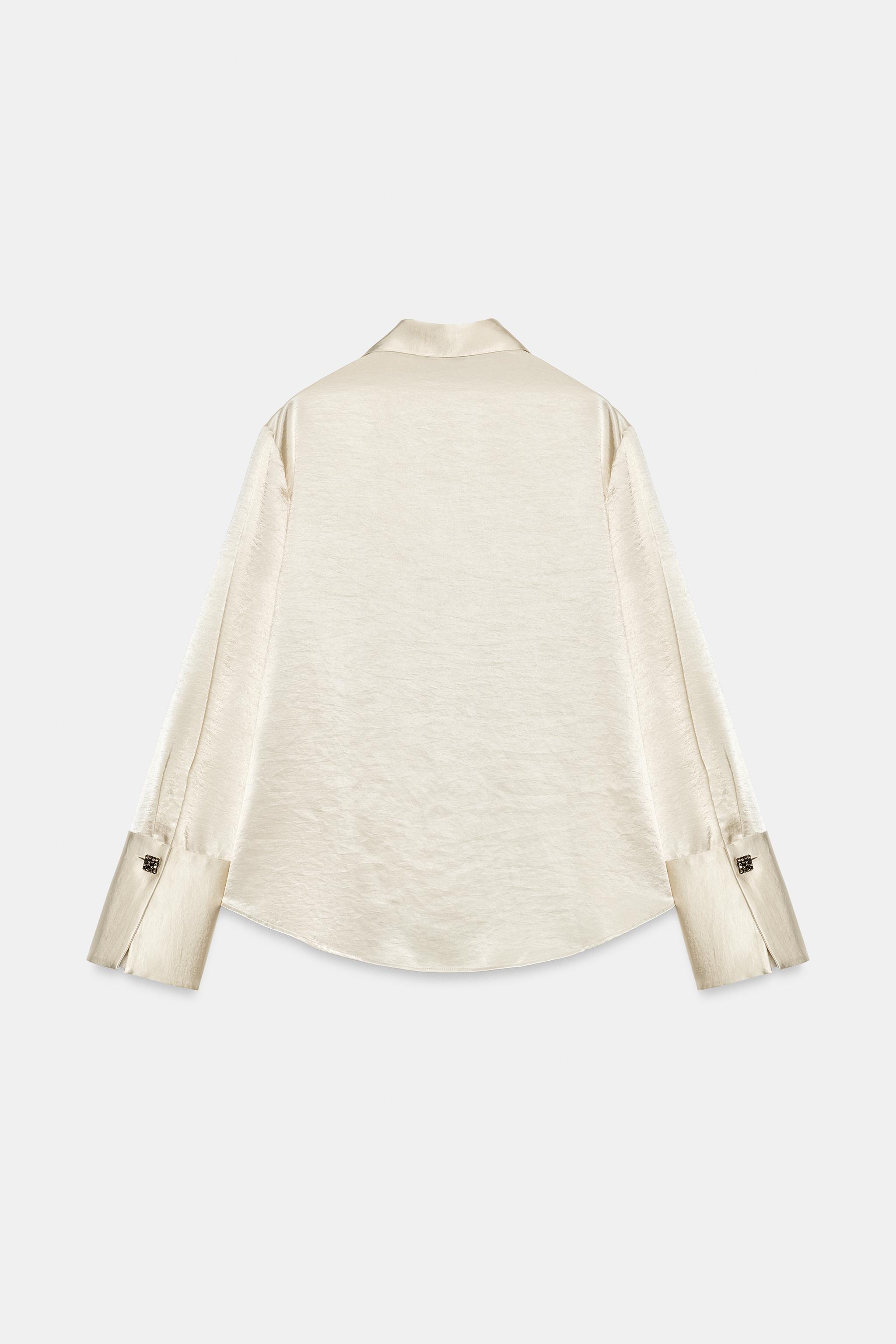 CHEMISE SATINÉE BOUTONS BIJOU