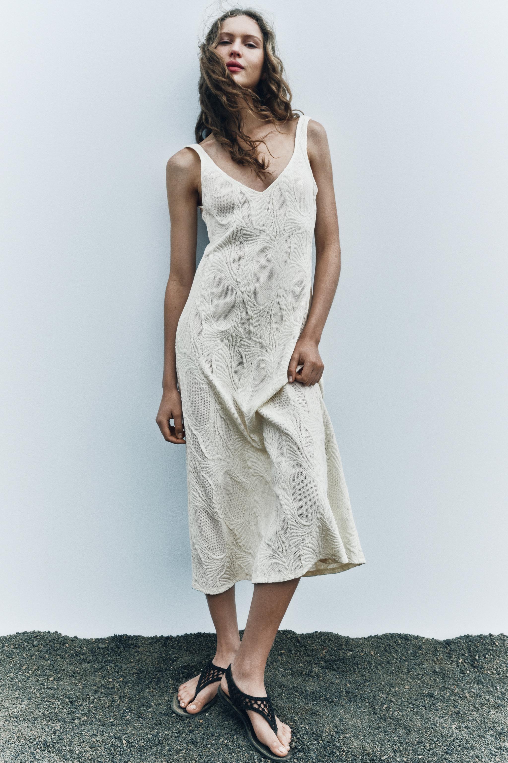 Textured-weave Slip Dress