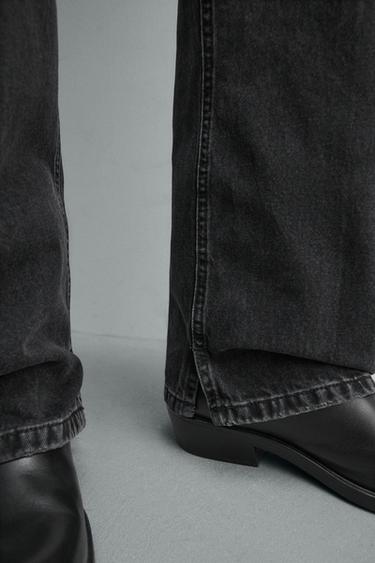 FLARE FIT JEANS WITH SPLIT HEM - Charcoal by Zara - Image 6
