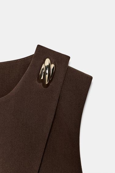 WAISTCOAT WITH BELT - Brown by Zara - Image 8