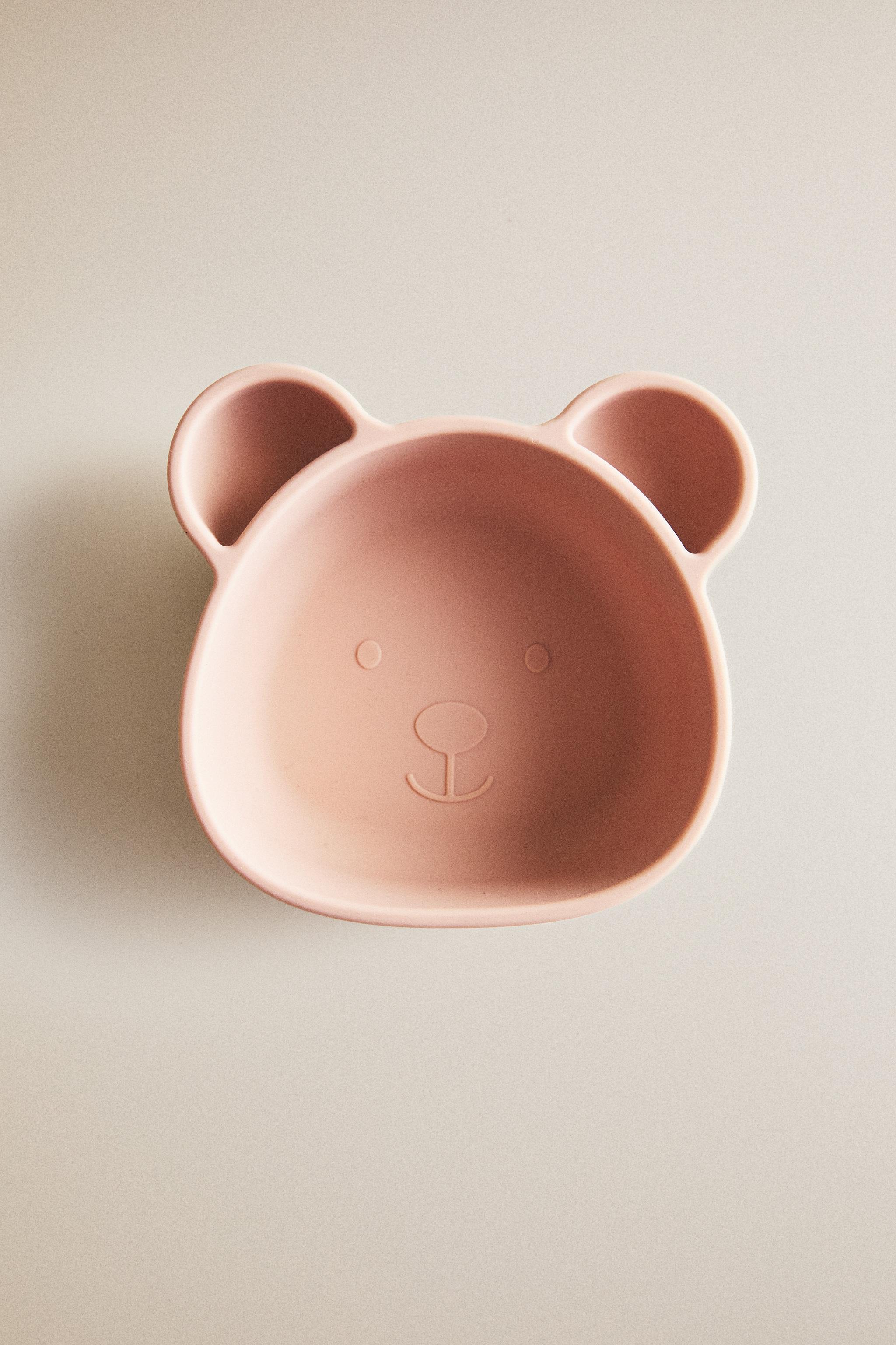 KIDS' BEAR SILICONE BOWL — Pink
