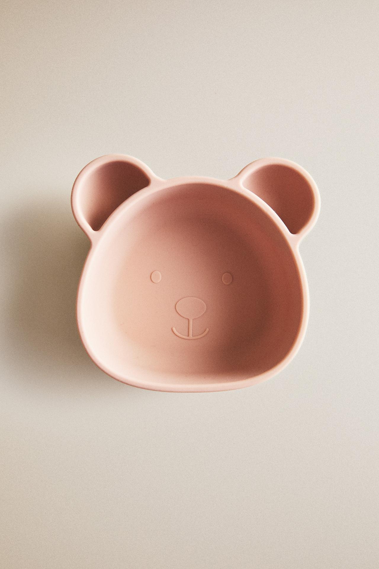 KIDS' SILICONE BEAR BOWL — Pink
