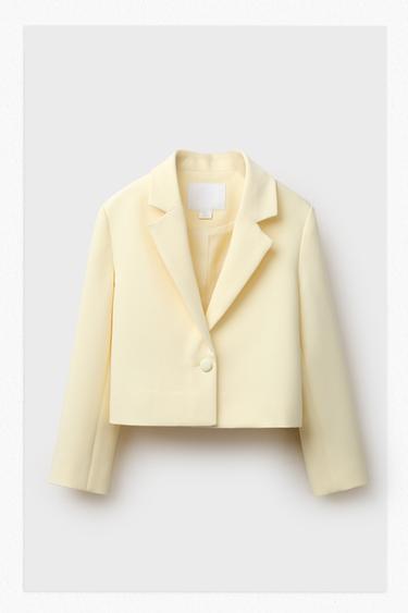 COVERED BUTTON BLAZER - Pastel yellow by Zara