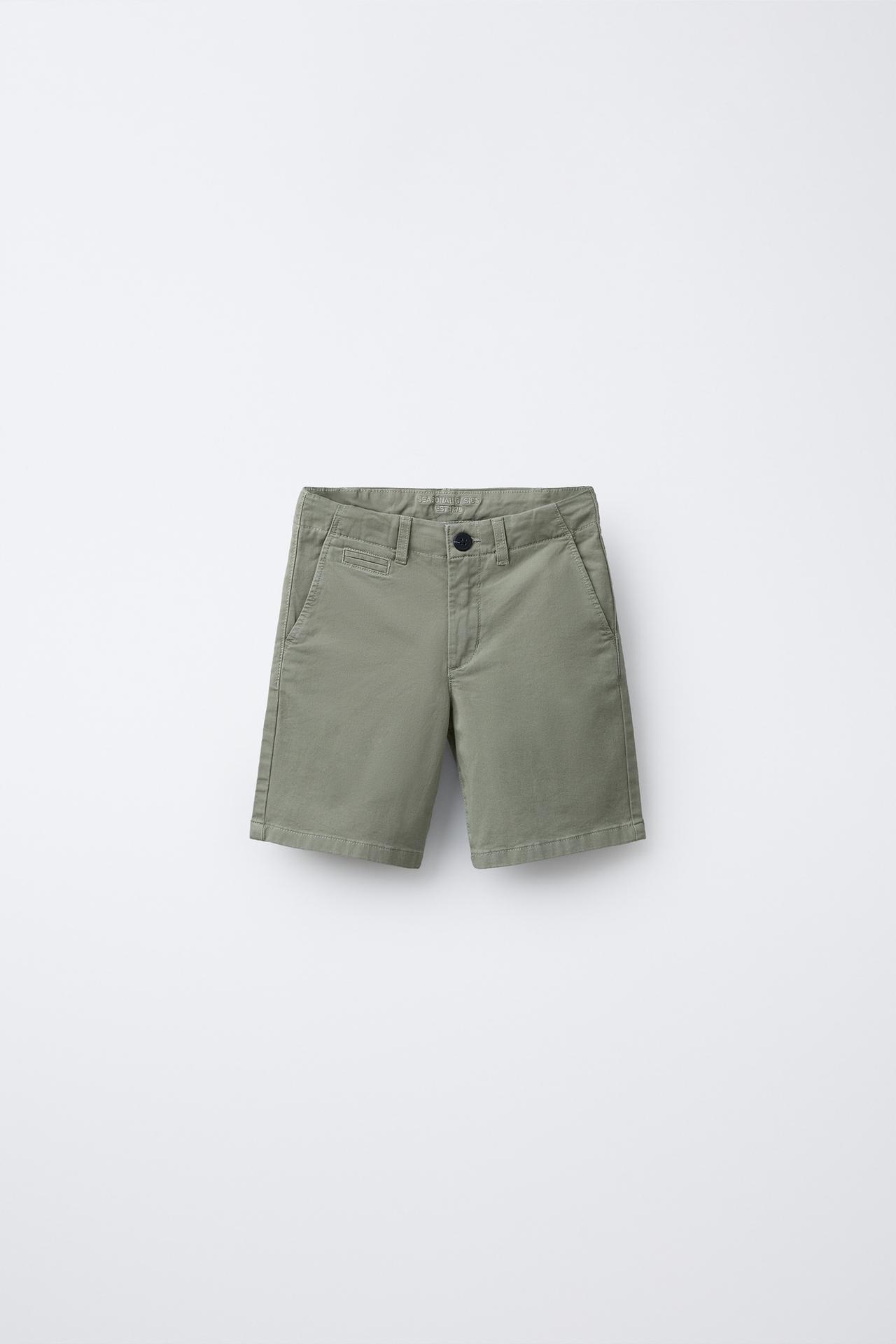 BASIC SLIM FIT CHINO SHORTS — Khaki