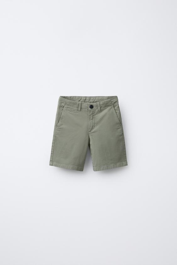 BASIC SLIM FIT CHINO BERMUDA SHORTS - Khaki by Zara - Image 0