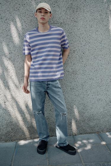 Zara RELAXED FIT 休閒版針織 T 恤 - 條紋