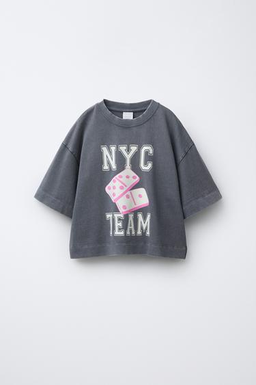 Zara PRINTED T-SHIRT - Anthracite grey