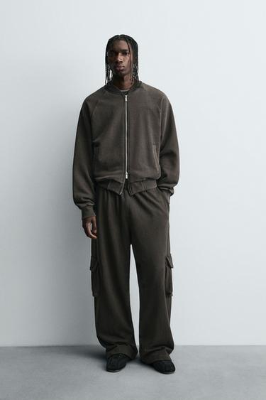 Zara WASHED CARGO PANTS - Brown