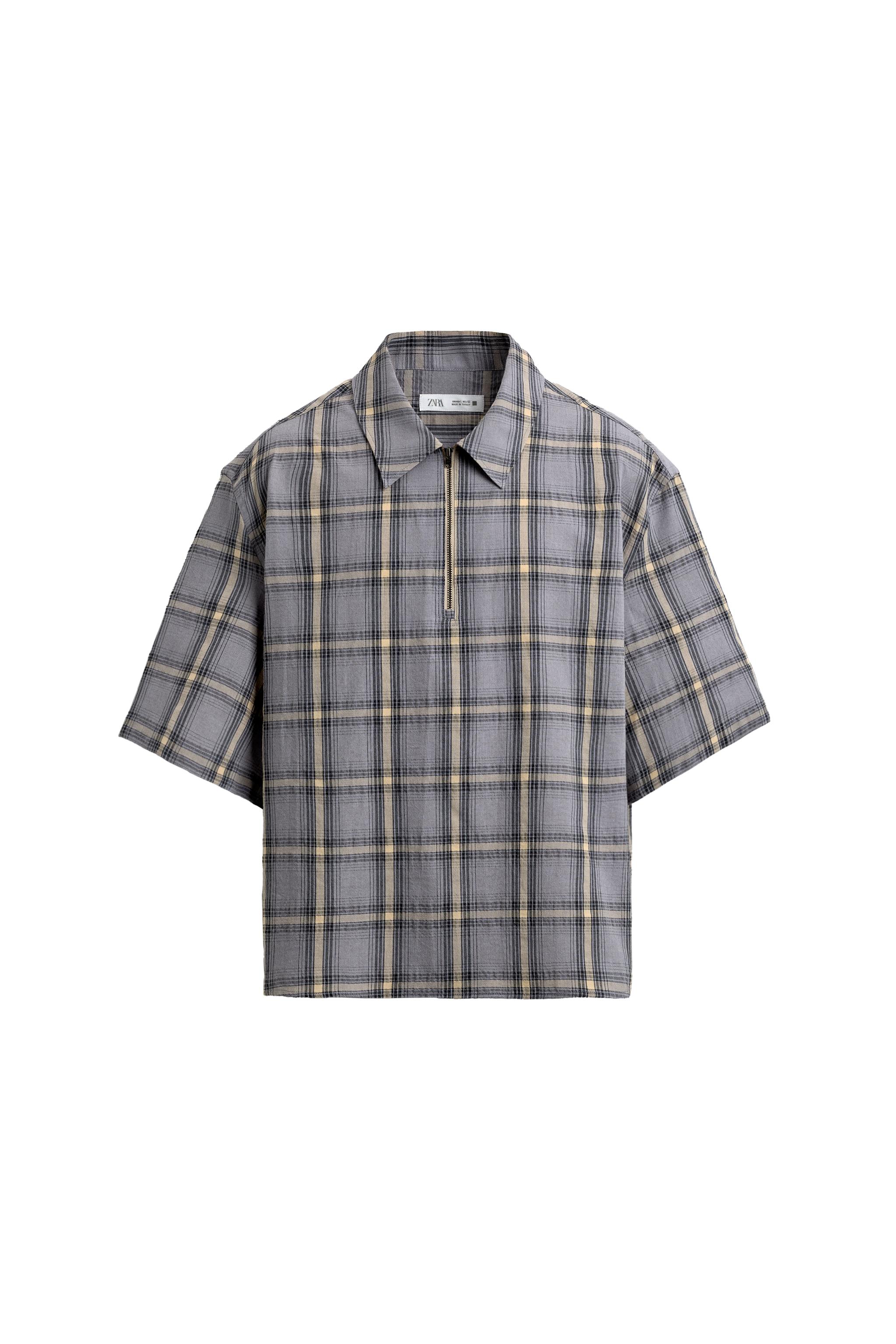 BANDEL チェック柄ポロシャツ XL グレー ジッパーチェック柄ポロシャツ - ブルー/ラベンダー | ZARA Japan / 日本