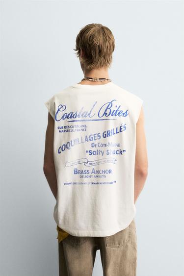 WASHED PRINT TANK TOP - Oyster-white by Zara - Image 2