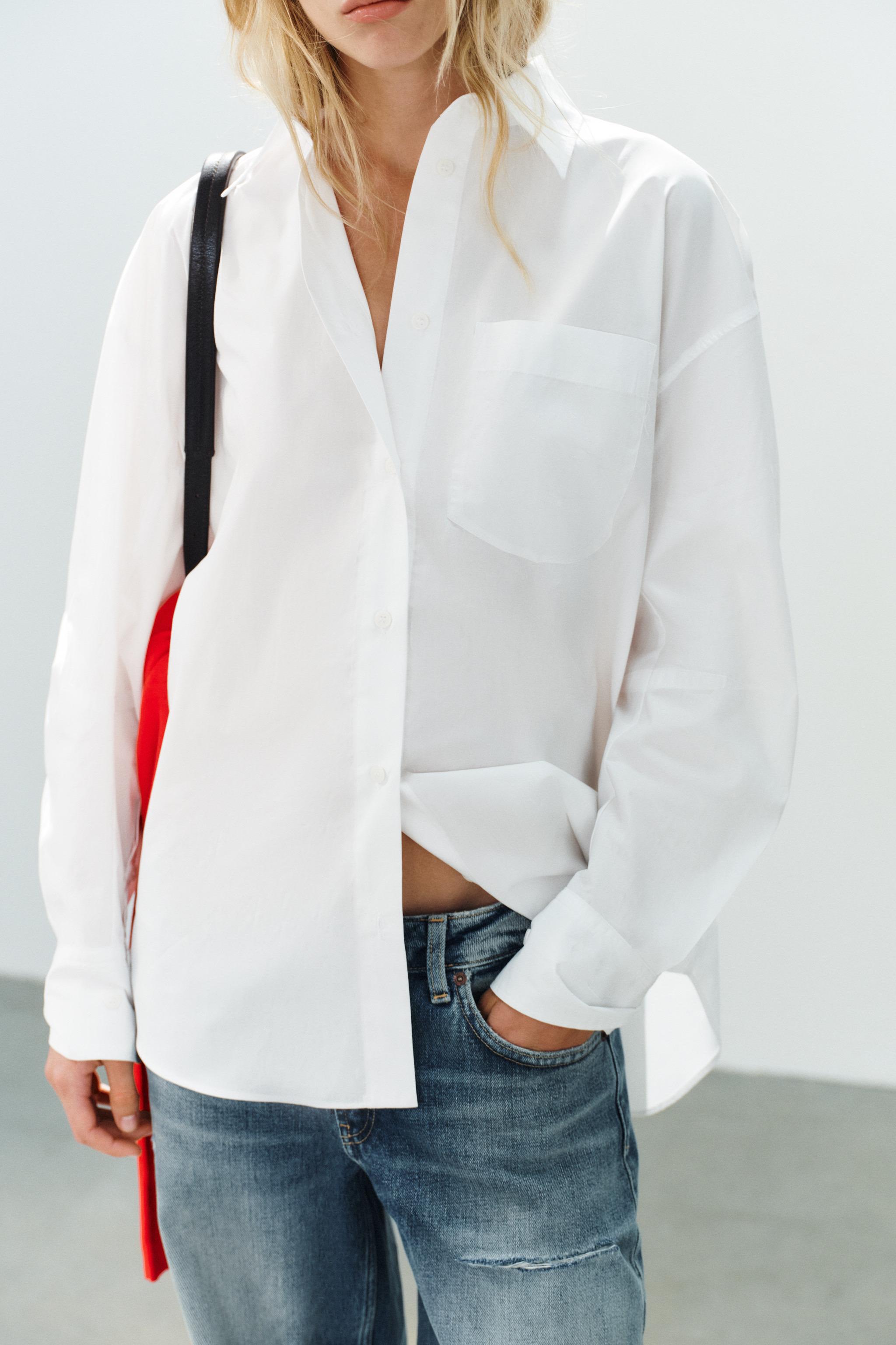 Zara CEPLİ OVERSIZE GÖMLEK görsel 4