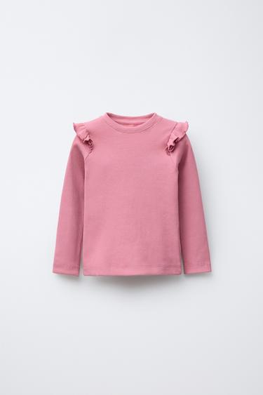 CAMISETA RIB VOLANTES - Rosa de Zara - Imagen 0